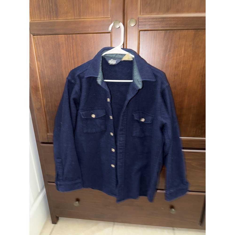Vintage WOOLRICH Wool Blend Navy Blue Shacket Men's Sz L